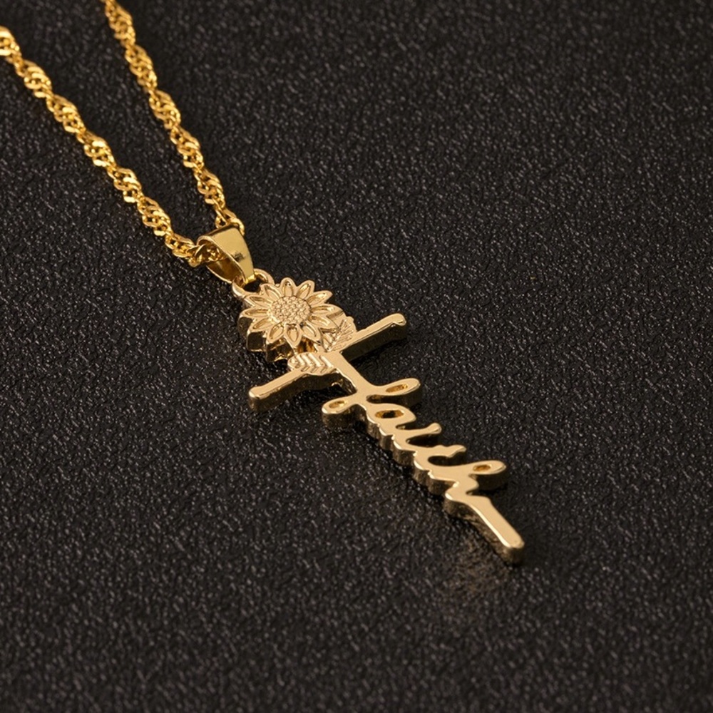 Gold Tone Faith Pendant with 19” Necklace